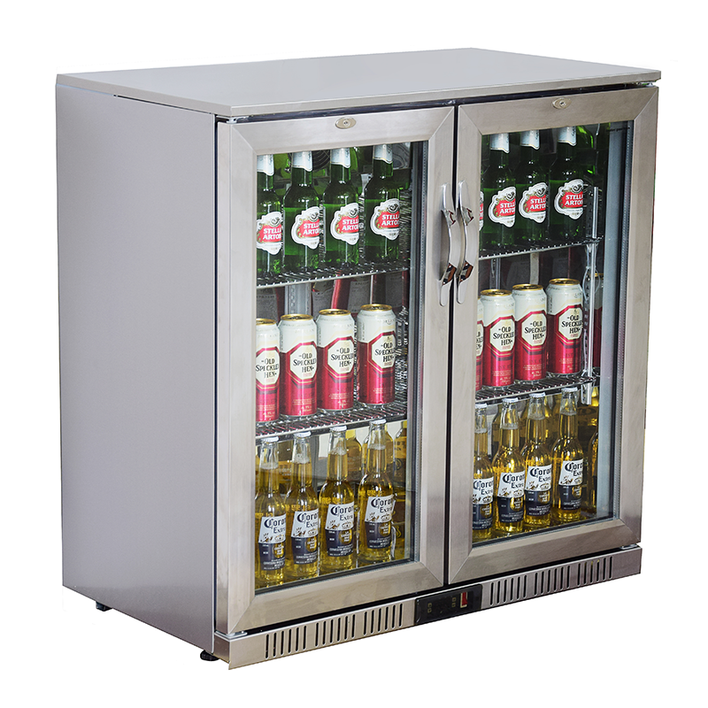 2-Door Refrigerated Back Bar with Swing Doors Stainless Steel